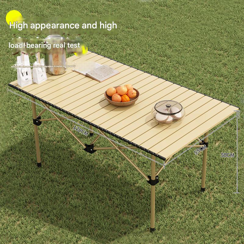 Folding Picnic Table for 4-6 Person Portable Camping Table with Aluminum Roll Up Tabletop