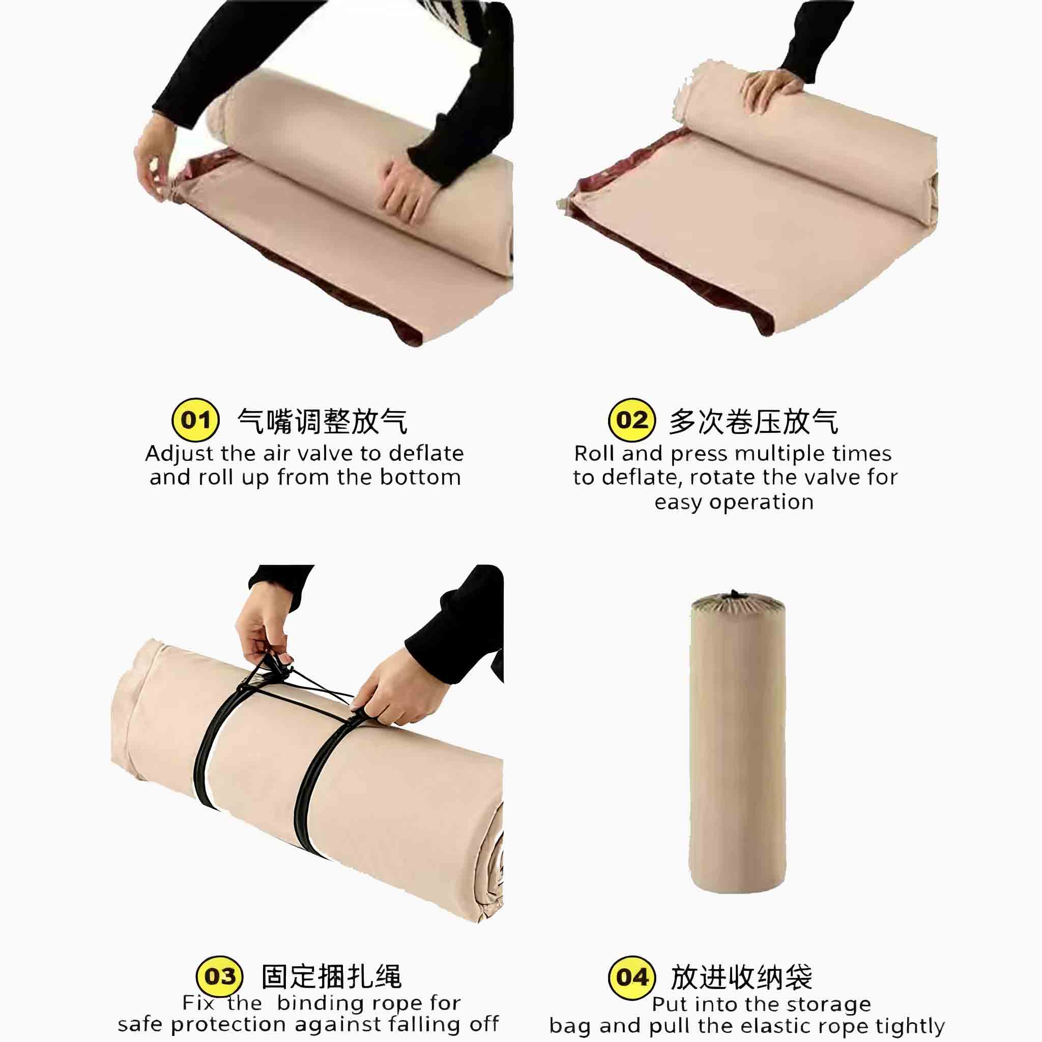 Double person use Self Self Inflating Sleeping Pad Thick Memory Foam Camping Mattress with Pillow