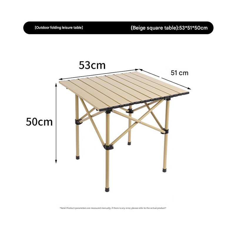 Lightweight Stable Alu. Folding Square Table Roll Up Top with Carry Bag for Camping Picnic Backyards