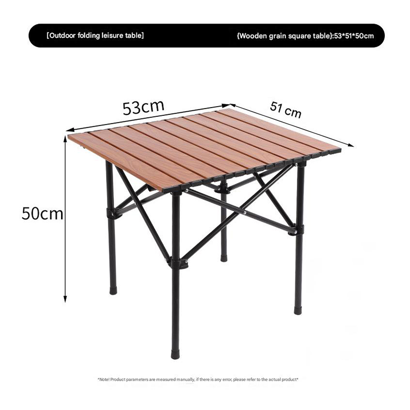 Lightweight Stable Alu. Folding Square Table Roll Up Top with Carry Bag for Camping Picnic Backyards
