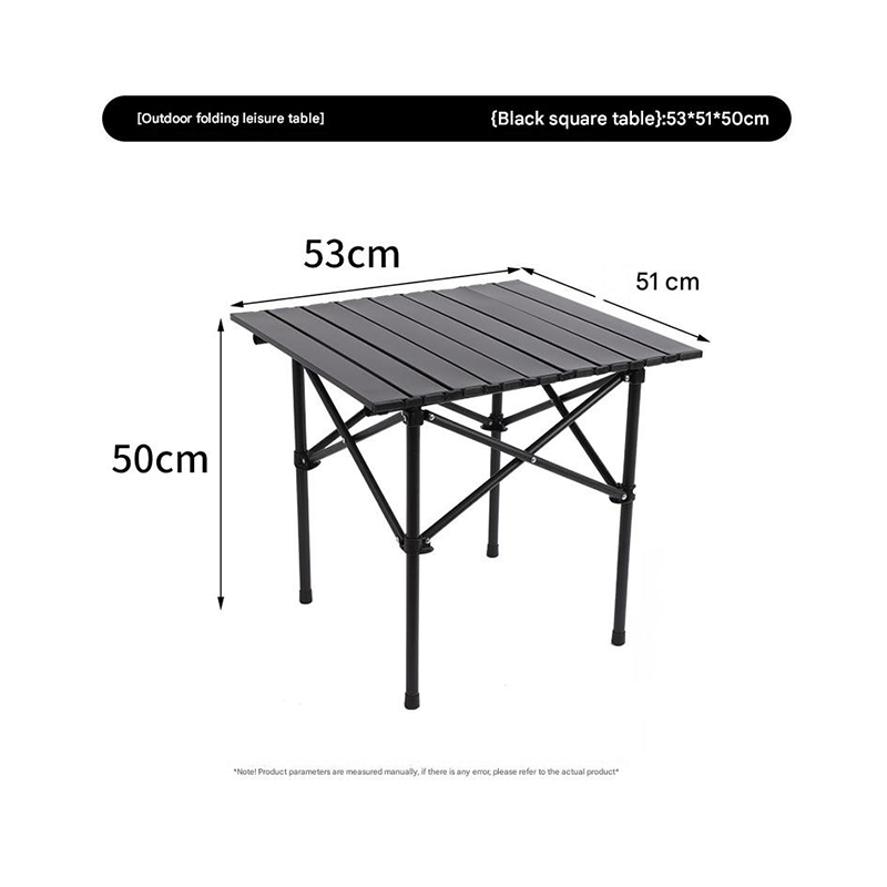 Lightweight Stable Alu. Folding Square Table Roll Up Top with Carry Bag for Camping Picnic Backyards