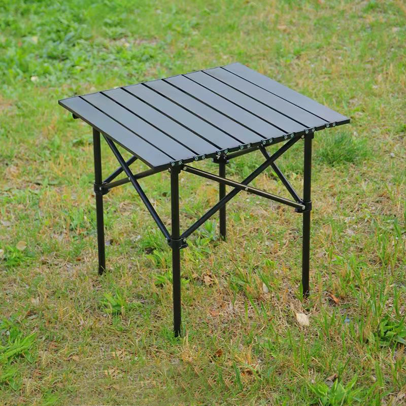 Lightweight Stable Alu. Folding Square Table Roll Up Top with Carry Bag for Camping Picnic Backyards