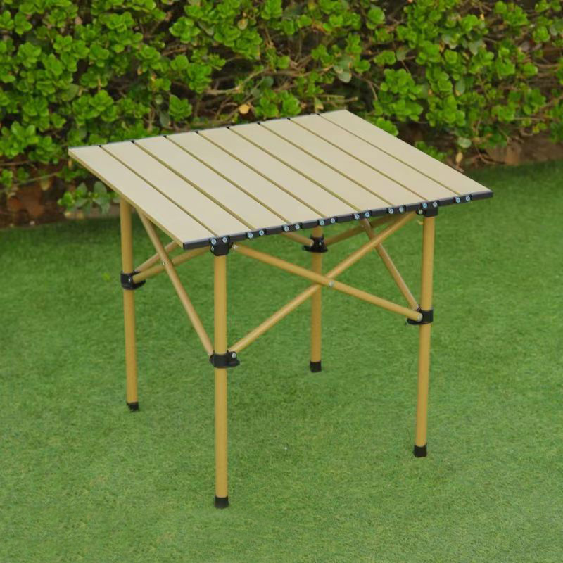 Lightweight Stable Alu. Folding Square Table Roll Up Top with Carry Bag for Camping Picnic Backyards
