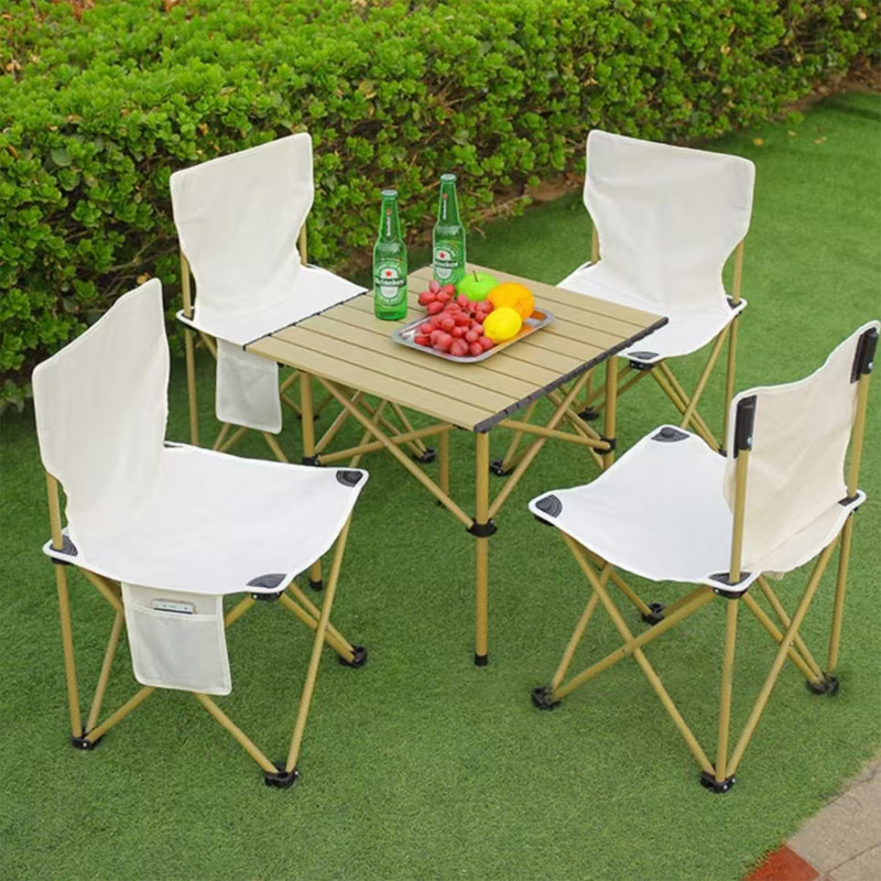 Lightweight Stable Alu. Folding Square Table Roll Up Top with Carry Bag for Camping Picnic Backyards