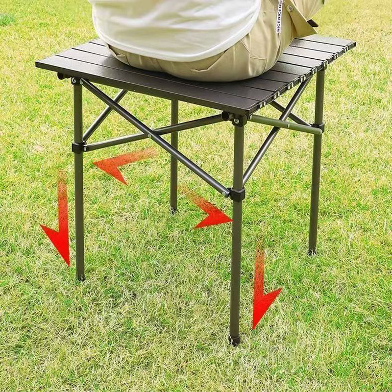 Lightweight Stable Alu. Folding Square Table Roll Up Top with Carry Bag for Camping Picnic Backyards