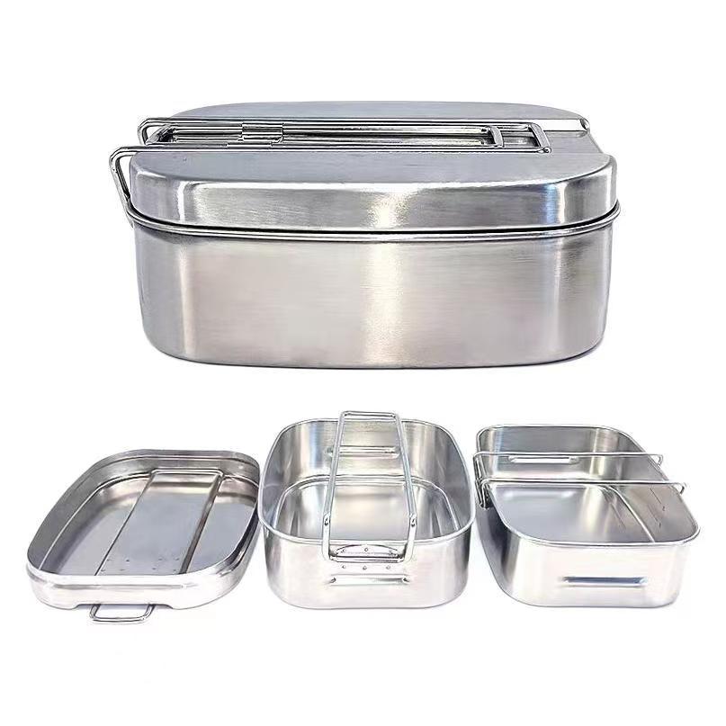 Folding Stove Lunch Box Steaming Rack Combo Set for Picnic Camping Hiking Fishing Mountaineering