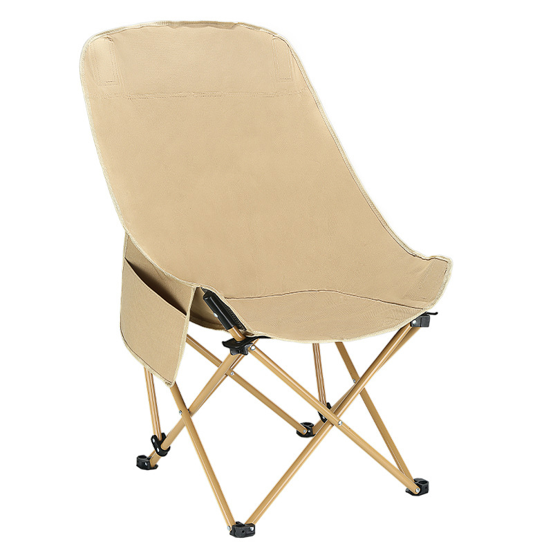 Lightweight Portable Comfortable & Quality Camping Fishing Chair, High Back Quick Folding (Beige)