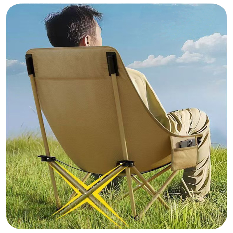 Lightweight Portable Comfortable & Quality Camping Fishing Chair, High Back Quick Folding (Beige)