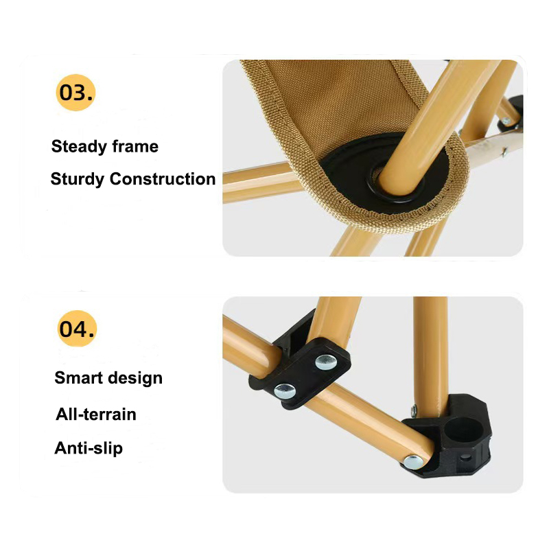 Lightweight Portable Comfortable & Quality Camping Fishing Chair, High Back Quick Folding (Beige)