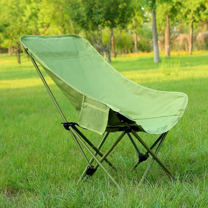 Upgrade Carbon Sttel Widen Strengthen Frame High Back Moon Camp Chairs Portable Heavy Duty (Green)