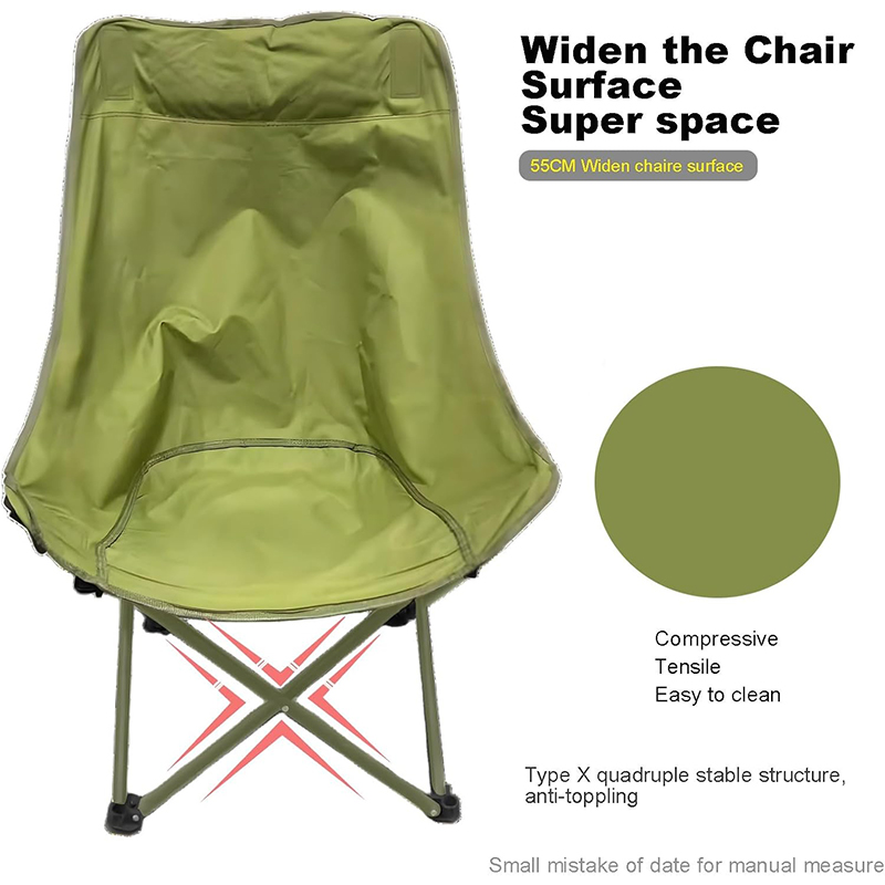 Upgrade Carbon Sttel Widen Strengthen Frame High Back Moon Camp Chairs Portable Heavy Duty (Green)