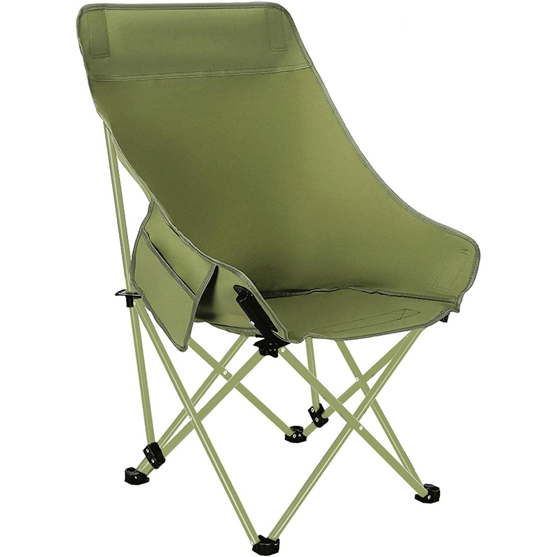 Upgrade Carbon Sttel Widen Strengthen Frame High Back Moon Camp Chairs Portable Heavy Duty (Green)