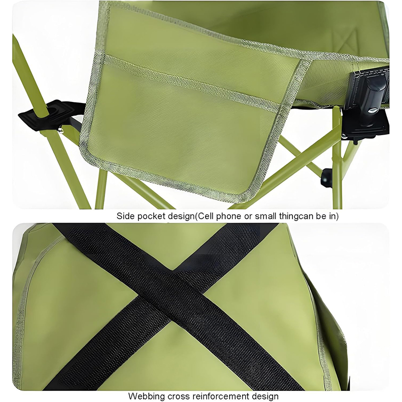 Upgrade Carbon Sttel Widen Strengthen Frame High Back Moon Camp Chairs Portable Heavy Duty (Green)