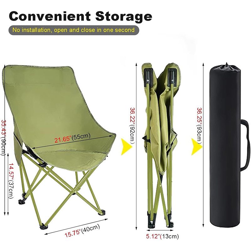 Upgrade Carbon Sttel Widen Strengthen Frame High Back Moon Camp Chairs Portable Heavy Duty (Green)