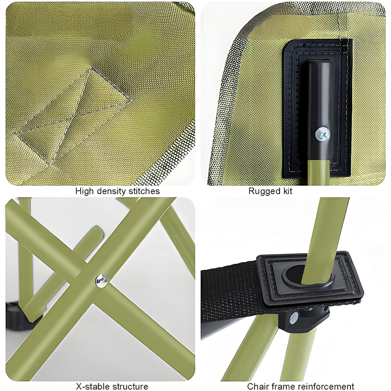 Upgrade Carbon Sttel Widen Strengthen Frame High Back Moon Camp Chairs Portable Heavy Duty (Green)