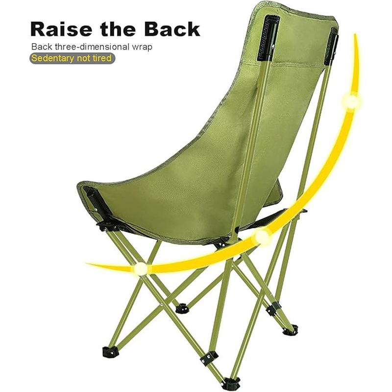 Upgrade Carbon Sttel Widen Strengthen Frame High Back Moon Camp Chairs Portable Heavy Duty (Green)