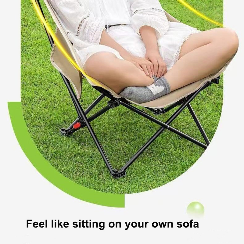 High Back Moon Camping Chairs Portable Large Heavy Duty Folding Saucer Lounge Chair with Side Storag