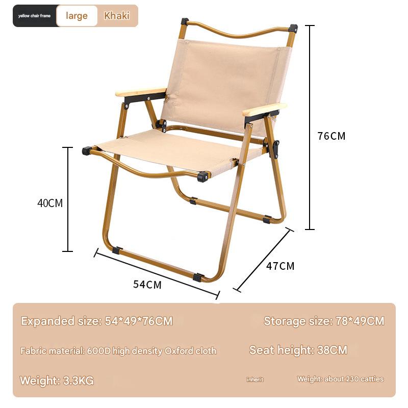 Ultralight Portable Beach Chair with Wooden Handle for Picnic Lawn Leisure Park Hiking Fishing
