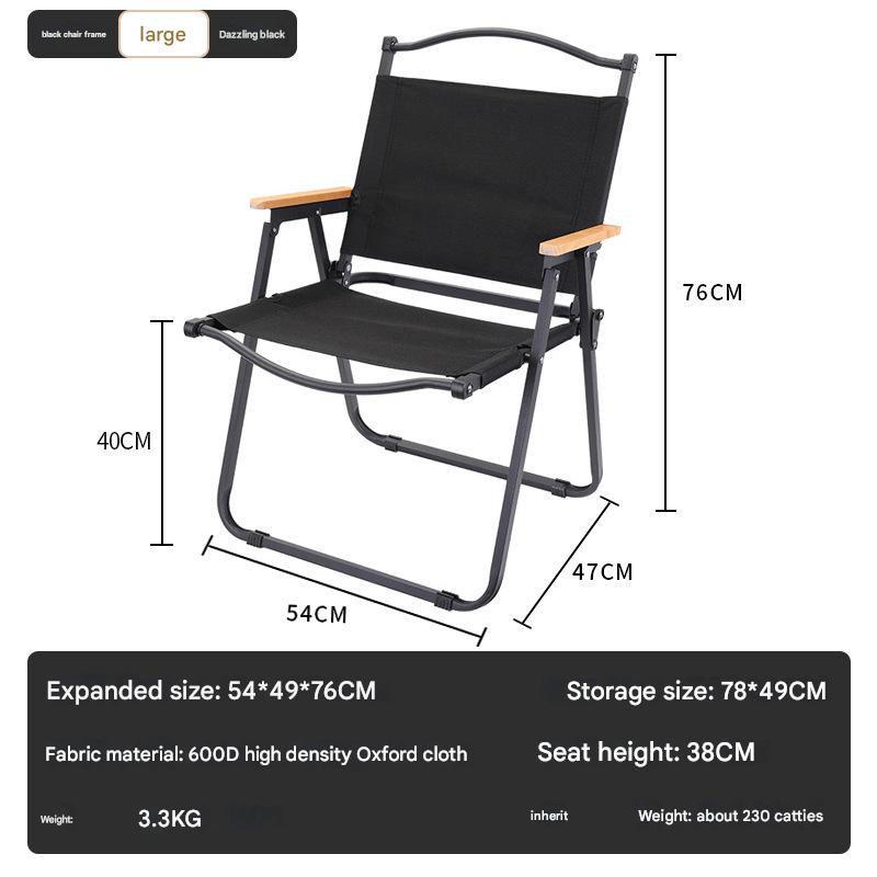 Ultralight Portable Beach Chair with Wooden Handle for Picnic Lawn Leisure Park Hiking Fishing