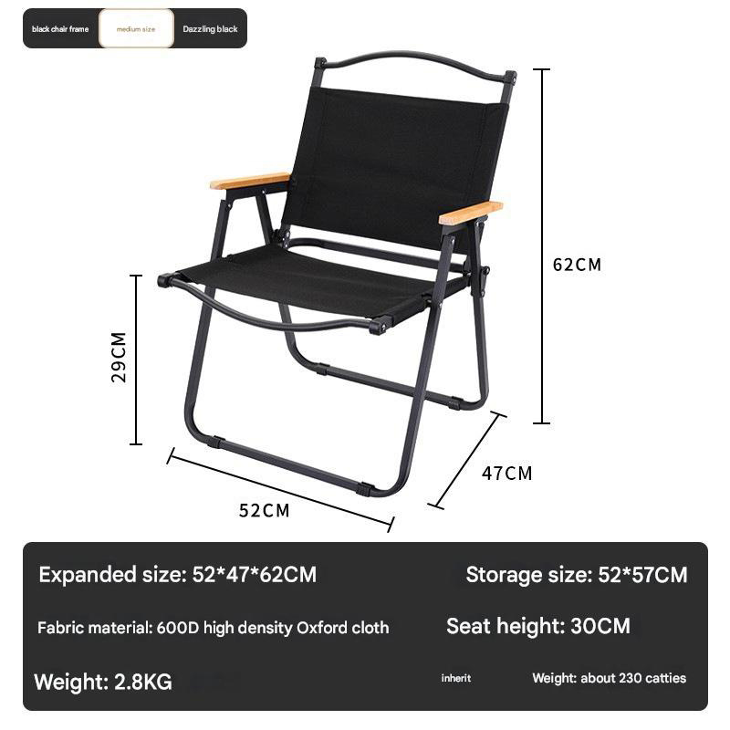 Ultralight Portable Beach Chair with Wooden Handle for Picnic Lawn Leisure Park Hiking Fishing