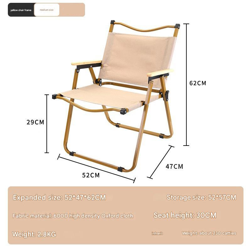 Ultralight Portable Beach Chair with Wooden Handle for Picnic Lawn Leisure Park Hiking Fishing