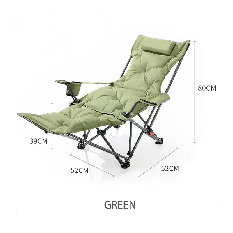 Cotton Cushion Reclining Folding Chair with 4-Position Adjustable Backrest, Storage Bag, Cup Holder
