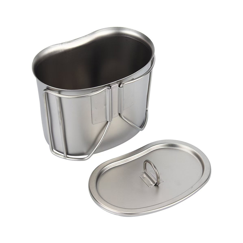 Portable Water Bottle 304 Stainless Steel Canteen with Kidney Style Cup for Camping Hiking Survival