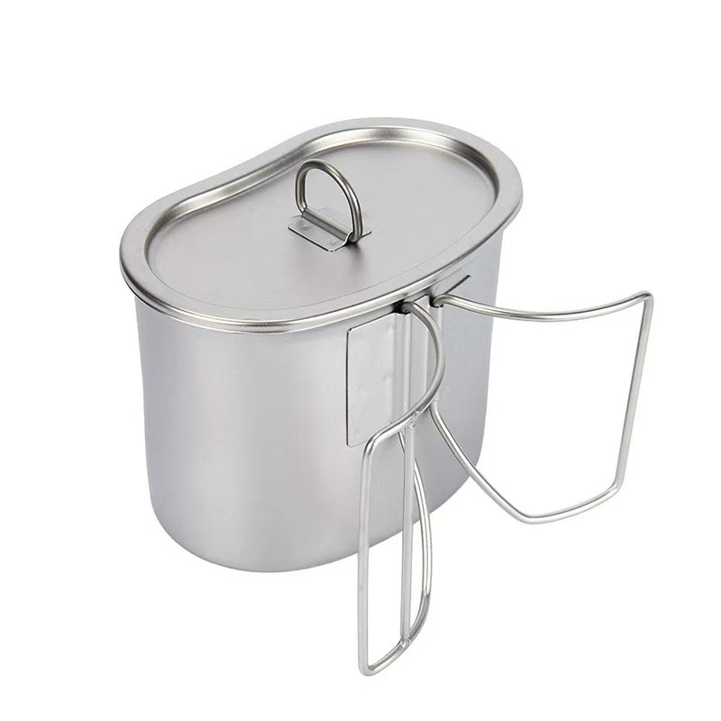 Portable Water Bottle 304 Stainless Steel Canteen with Kidney Style Cup for Camping Hiking Survival