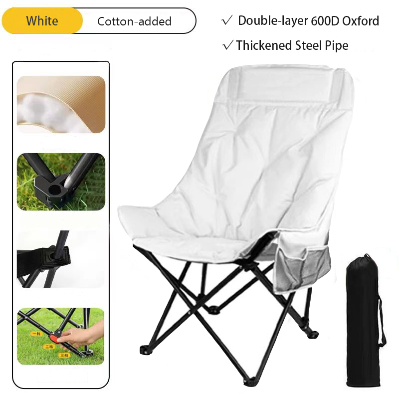 3cm Cotton-added High Back Moon Chair 600D Oxford Fabric Portable Folding Camping Chair