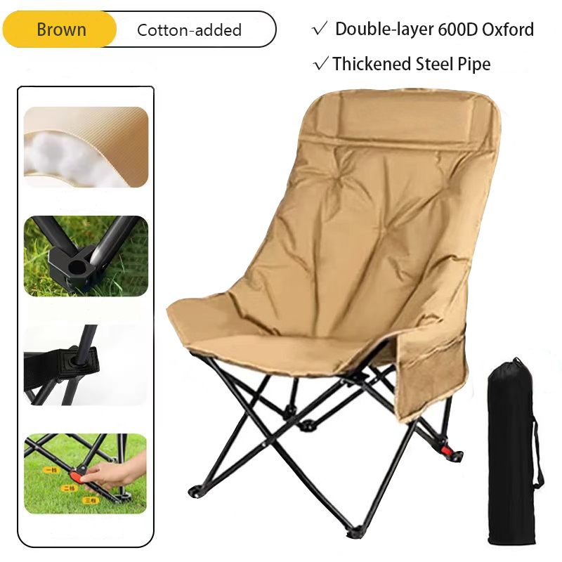 3cm Cotton-added High Back Moon Chair 600D Oxford Fabric Portable Folding Camping Chair