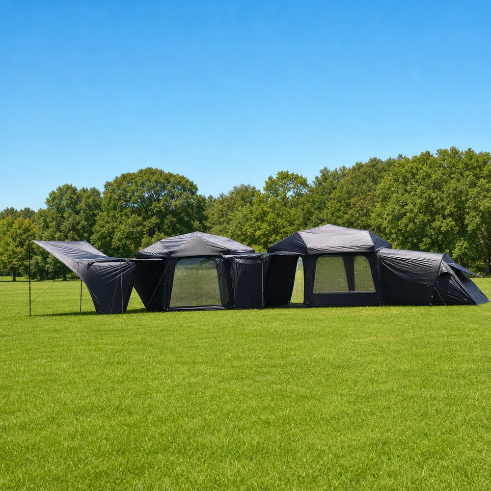 Twin-Cabin Tent System | 2+2 Rooms + Tunnel