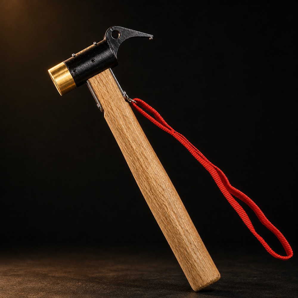 Forged Tent Peg Hammer | Brass Head | Dual-Function Stake Puller